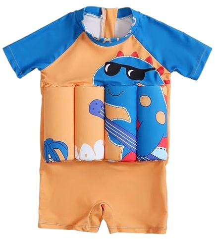 Bañador de natación para niños pequeños – Bañador de manga corta con ayuda para nadar, secado rápido, alternativa, seguridad acuática, entrenamiento de verano