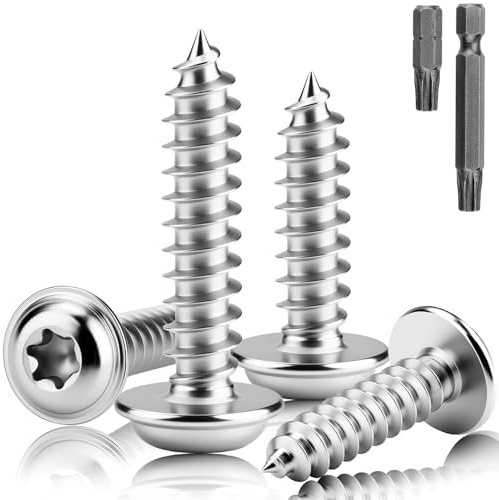 XRXYMQ 120 Stück Blechschrauben M4 × 12 mm Edelstahl A2 V2A mit Bit | Tellerkopf Holzschrauben mit Torx, Selbstschneidend Schrauben, Vollgewinde, für Holz, Möbelmontage und DIY