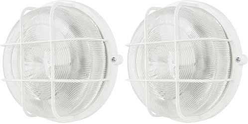 REV Feuchtraumleuchte LED - Feuchtraumlampe rund, IP44, 7W, 600lm, 3000K, ideal als Wand- oder Deckenlampe - Werkstattlampe, Kellerlampe, weiß (Packung mit 2)