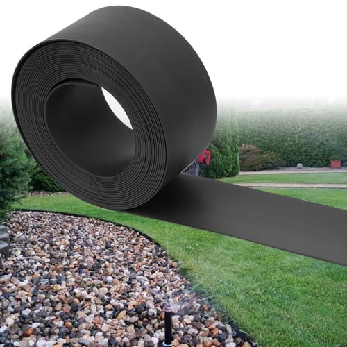Mantigositeen Unsichtbare Flexible Beeteinfassung,Rasenkanten aus PE Recyceltem Kunststoff,Beetbegrenzung Höhe 14cm Stärke 2mm Länge10m Schwarz