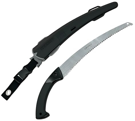GRANIT Astsäge mit Schwerttasche aus gehärtetem Stahl für Garten Obstbau und Forst Stahl-Sägeblatt 240-330mm Handsäge (330 gebogen)
