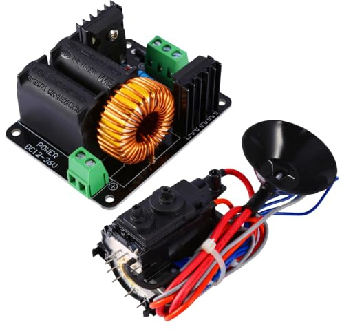 ZVS Tesla Coil Driver Board, bobina de encendido y calentador de escalera Jacob, kit de circuito eléctrico CC 12-24 V para niños, kit educativo STEM con fuente de alimentación de alto voltaje, fácil
