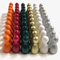 Pöppel-Mischung Weihnachten, Spielfiguren aus Holz für Brettspiele, besondere Farben, Halmakegel Gr. 12/24 mm, 60 Stück (6x10), Farben: weiß, orange, dunkelrot, dunkelgrün, Silber, Gold