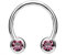 beyoutifulthings Hufeisen-Ring 2 ZIRKONIA Universal-Piercing Brust Nippel Nase Septum Ohr Helix Cartilage Edelstahl Silber Pink 1,2mm 10mm