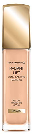 Max Factor Radiant Lift Foundation mit Hyaluronsäure für einen strahlenden und langanhaltenden Teint, Fb. 47 Nude, 30 ml