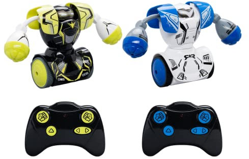 YCOO 54321 Twin Pack by Silverlit, ferngesteuerte Roboter, Spielzeugroboter, Kampfroboter, Soundeffekte, grün, ab 5,6,7,8,9,10 Jahre, Kombat Blau und Gelb-Eco Verpackung, 45,7 x 45,7 cm