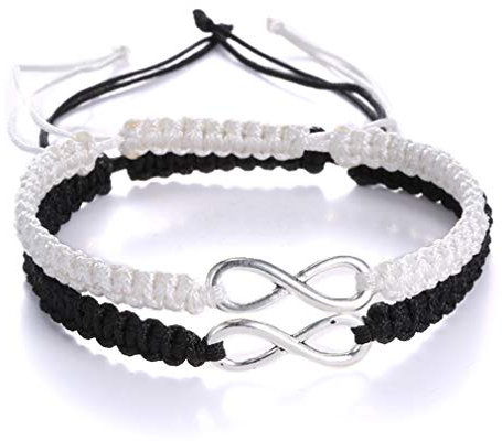 AidShunn Bracelets infini tressé à la main réglable tressé pour hommes femmes amitié famille couple 2pcs
