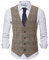 YOUTHUP Weste Herren Westen Kariert Anzugwesten Streifen Slim Fit Plaid Baumwolle Herrenweste, Braun, L