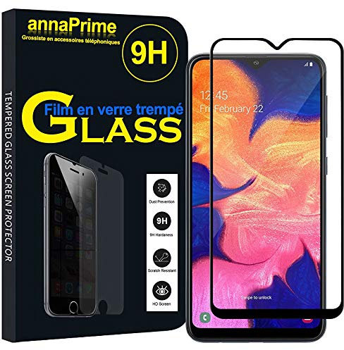 annaPrime® 1 Film Vitre Verre Trempé de Protection d'écran pour Samsung Galaxy A10 6.2 SM-A105F/ A105F/DS - Noir