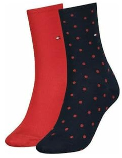 Tommy Hilfiger 2-Pack Dots Pattern Women's Socks, Red/Navy 2.5-5 Multicoloured