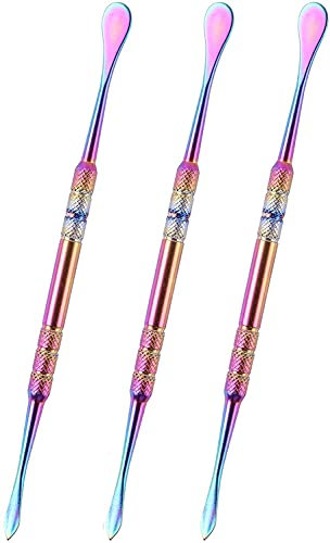 3 Packungen Wachs-Schnitzwerkzeuge mit Box, Edelstahl 11,9 cm Modellierwerkzeug Löffel Schnitzwerkzeug für Wachs (Regenbogen)