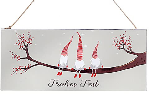 Metallschild | Zwerge auf Ast | Frohes Fest | Schild Türschild Weihnachten | 30 cm