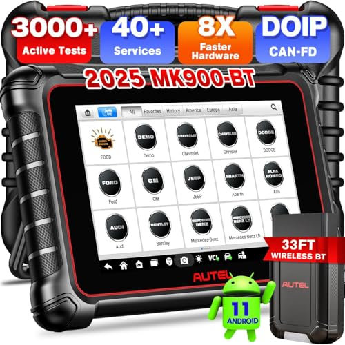 Autel MaxiCOM MK900BT Diagnosegerät Auto, 2025 MK900-BT Upgrade von MK900 MK808S MK808BT MX808S, Bidirektionaler Scanner wie MP900 MX900, 3000+ Aktive Test, 40+ Dienste, CANFD DOIP, All Sys, OS11