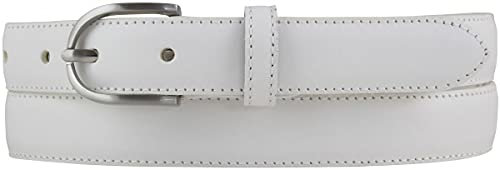 BELTINGER Damen-Gürtel aus Vollrindleder 2,5 cm | Schmaler Gürtel für Damen 25mm | Bombierter Ledergürtel | Weiß 110cm