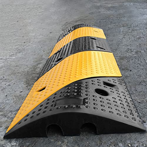 uyoyous Pont de câble à 2 canaux 100 x 30 x 6 cm - Seuil de route - Pont de tuyau - Protection contre les dépassements pour câbles extérieurs
