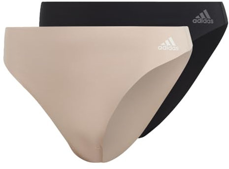 adidas String Active Micro Flex pour Femme, Fouet Noir en Fer forgé et pêche Blanc, L (Lot de 2)