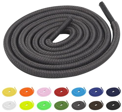 TBOC Cordones Redondos [Gris] [140 cm] para Calzado Zapatos Deportivas Zapatillas Botas | Cordón Patines Fútbol Deporte | Compatibles con Converse Nike Adidas Panama Jack Asics Vans