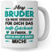 Bruder Tasse Geschenk Geschwister Kaffeetasse mit Spruch Brüder bestes Geschenk Bruderherz Kaffee-Becher Humor Schwester Geschenkidee lustig Motiv Geschwisterliebe (Weiß/Weiß)