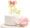 Fünf Tortenaufsatz Mickey & Minnie Thema Happy 5th Birthday Cake Topper für Mädchen, Disney Fünfth Birthday Party Dekorationen, Gold & Rosa Glitzer