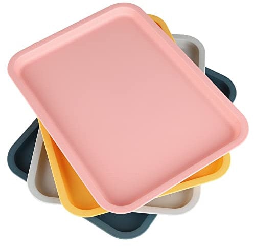 Marithleo Serviertabletts, rechteckige Fast Food Tabletts, 4 Stück Servierplatten,Lebensmittel Getränke Tabletts Kunststoff Tablett für Küche, Picknick,Restaurant, Café, Party