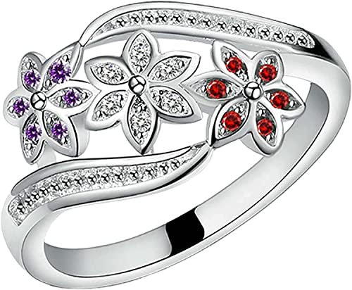 Exquisiter Schmuck Ring Liebesringe Damen Süße Blumen 925 Sterling Silber Ring Charm Zirkon Eingelegter Partyschmuck Ehering Liebe zum Valentinstag