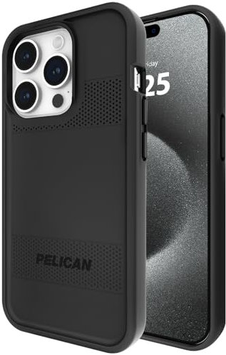 Pelican Protector Series - iPhone 15 Pro Hülle 6,1 Zoll [Kompatibel mit MagSafe] Magnetische Handyhülle mit Anti-Scratch Tech [16 Fuß MIL-Grade Fallschutz] Schutzhülle für iPhone 15 Pro - Schwarz