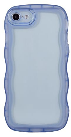 Eiyikof Compatible with iPhone 6S Plus/6 Plus Clear Case,Cute Solid Color Curly Wave Frame Transparent Soft Silicone Anti-Scratch Shockproof Protective Slim Case for Women Girls-Blue
