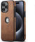 AIOVETEAB Hülle für iPhone 15 Pro Premium PU Leder Anti-Rutsch Anti-Kratzer Stoßfest Vollständige Schutzhülle Handyhüllen Case Cover Kompatibel mit iPhone 15 Pro,Braun
