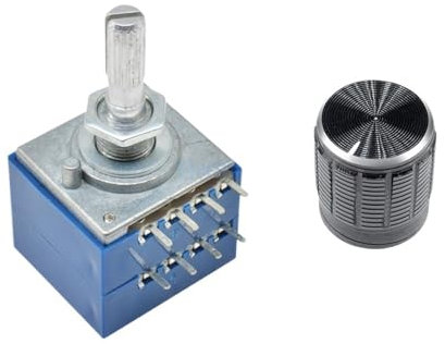 HAYCHE Drehpotentiometer 50K 100K Log ALPS RH2702 Audio-Lautstärkeregler Pot Stereo W Loudness L mit Potentiometerknopf Dia. 6mm Schaft (Size : 50K Ohm)