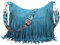 Sunwel Fashion Damen-Hobo-Tasche mit Fransen, Western-Geldbörse, Umhängetasche, veganes Wildleder, Quaste, Hippie-Umhängetasche, Türkisblauer Riemen