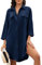 Tuopuda Sommerkleid Damen Leicht Kleider Sommer Strandtuch Elegant Blusenkleid Sommerblusen Lang Hemdblusenkleid Musselin Maxikleid Festival Outfit, Marine, S