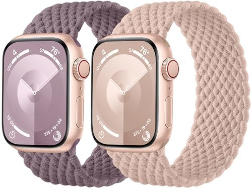 Charlam 2 Pezzi Cinturino Compatibile con Cinturini Apple Watch 44mm 45mm 42mm 49mm Donne Uomini, Sportiva Nylon Elastico Intrecciato Band per iWatch Serie 9 8 7 6 5 4 3 2 1 SE Ultra/Ultra 2