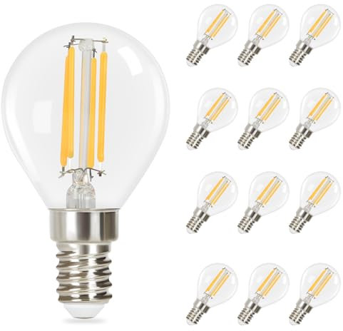 GBLY 12er LED Glühbirne Lampe: E14 Vintage Edison Glühlampe Warmweiß Filament Leuchtmittel G45 2700K Bulbs 4W Retro Birne Hochwertiges Glas Energiesparlampe für Hotel Café Haus Bar