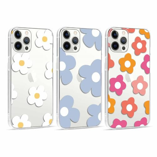 Foonary 3 Pezzi Trasparente Cover per Apple iPhone 12 Pro Max 6,7, Custodia Aesthetic Fiori Floral Motive Design, Silicone Protezione Phone Case per iPhone 12 Pro Max,Fiore04