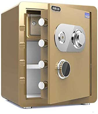 PenKeeTresor, feuerfestes Zahlenschloss, Hochsicherheits-Stahlschloss, mechanisches Schloss, Ganzstahl-Tresor, großes Fassungsvermögen, 45 cm, Diebstahlschutz, Gold