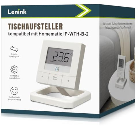 Lenink Tischaufsteller Halterung kompatibel mit Homematic IP-WTH-B-2,Smart Home Wandmontage Thermostat Desktop-Halterung,154666A0(Ohne Thermostat)