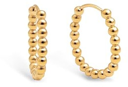 SINGULARU - Pendientes Dana Dots. Acero con Acabado en Baño Oro de 18Kt. Ovalados con Cierre Congo/Click. Joyas para Mujer