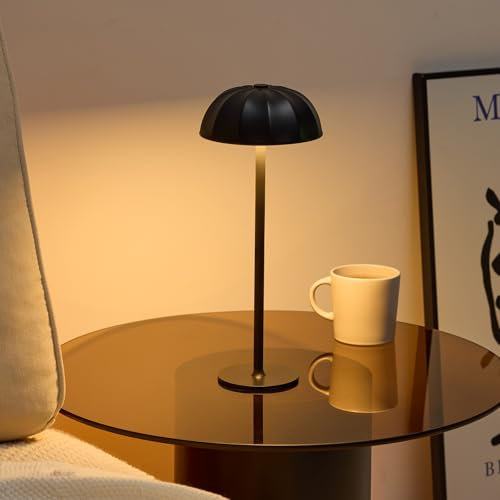Bojim LED Tischlampe Kabellos, 4000mAh Aufladbare Tischleuchte Höhenverstellbar, Dimmbare Touch Control 3 Farbtemperatur 3000K-6000K, IP54 Wasserdicht Akku Tischlampe für Esstisch Garten Balkon