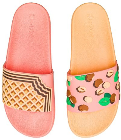 Dedoles Chaussure & Pantoufles Homme Femme & Enfants Sandales Antidérapant designs amusants Livre Pizza Café Renard Lama Cadeau, Couleur: Biscuit aux noix, Taille: 39 EU