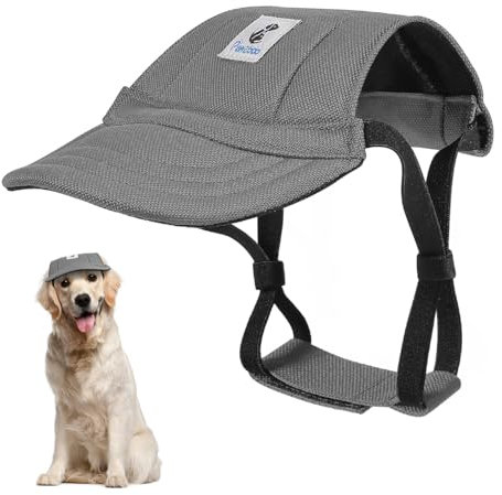 Pawaboo Hunde Baseballmütze, Hundemütze mit elastischen Ohrlöchern, Verstellbar Hundecap Sport Haustier Hut Sonnenschutz für kleine, mittelgroße & große Hunde, Hunde Outfits, XL, Grau
