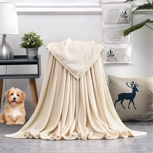 GAIFNAG Dicke Kuscheldecke Flauschig 180 x 400 cm Verschiedenen Größen Und Farben Erhältlich Anti Stress Therapiedecke für Bett Sofa Schlafzimmer Büro Home, Creme Farben