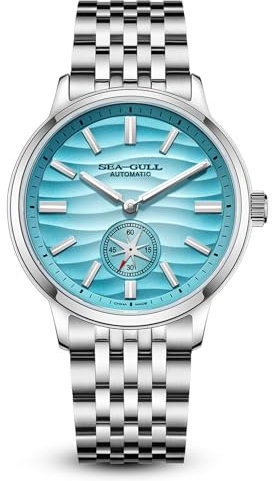 Seagull Mechanische Herrenuhren, natürliche Serie, automatische Armbanduhr, Polaris-Sub-Zifferblatt, Möwe ST17, Leuchtend, 6180 (Ocean Blue)