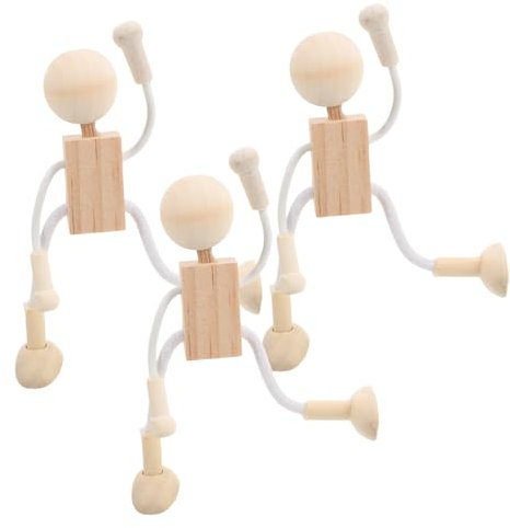Toyvian 3stücke Teiliges Diy Holzspielzeug Cartoon Weißer Rohling Kreative Holzfiguren Malen Pädagogisches Bastelspielzeug Dekoration Für Kinderzimmer Jungen Mädchen