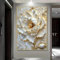 CHAOJIART Moderne abstrakte Blumen-Kunstdrucke auf Leinwand, gold-weiße Blumen-Wanddekorationen, Wandkunst-Poster für Wohnzimmer und Schlafzimmer, 80 x 120 cm, Innenrahmen