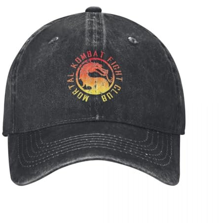 UIOPPIOS Kombat Mortal Fight Club Baseballkappe Vintage Distressed Denim Snapback Cap Männer Frauen Outdoor Sommer Unstrukturiert Soft Hats Cap
