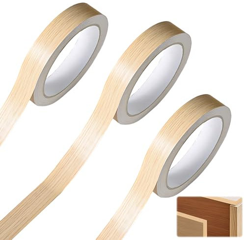 Katslyn 3 Rolls of 18mm*10m Edging Strip Melamine Edging Tape Wood Veneer Trim Pre Glued Edge Banding Self-Adhesive No Ironing Required for Furniture Countertops Cabinets Desks Shelves (Oak)
