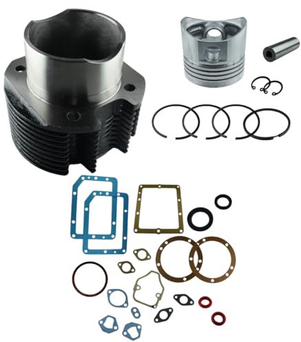Generico Kit Cilindro e Pistone + Serie Guarnizione Completa e Paraoli Compatibile per Motore Lombardini Diesel 6ld 360 per Motozappa e Motocoltivatore