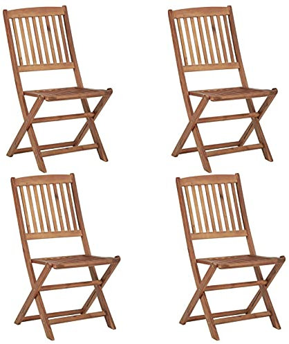 Klappbare Holzstühle für den Außenbereich, 4 Stück, massives Akazienholz für Garten, Terrasse oder Terrasse, stilvolles, platzsparendes Design für Entspannung und Unterhaltung