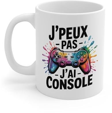 Teecustom Tasse J’Peux Pas J’ai Console – Mug Gamer Multicolore – Cadeau Humour Geek Manette Céramique 325ml