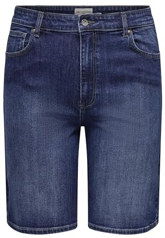ONLY CARMAKOMA Damen Carsonny Hw Wide DNM Shorts Nas843 Noos, Dark Blue Denim, 52